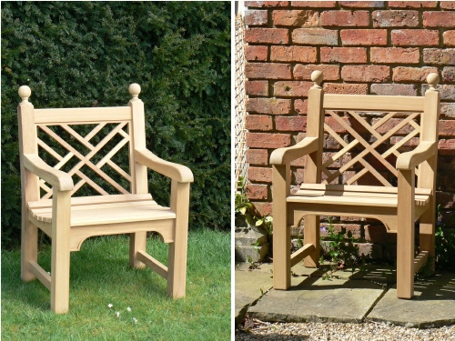 Garden Armchair - Chinoiserie Style with Ball Finials