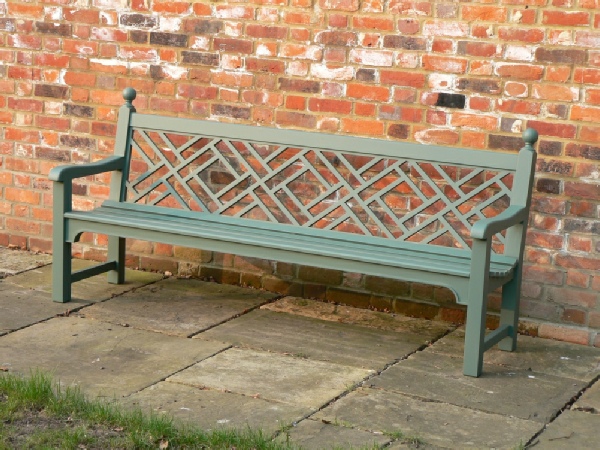 Four Seater Seat - Chinoiserie Style with Balls finials, painted Dark Sage Green