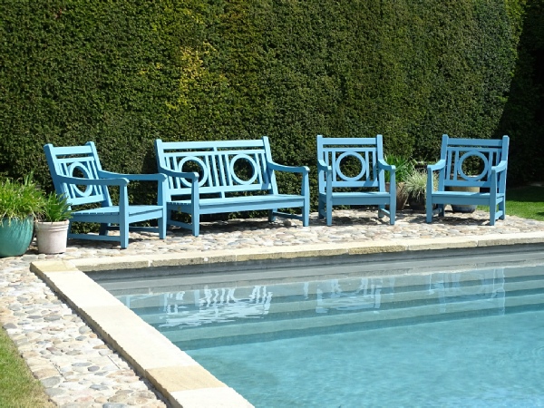 Leagrave 3 Seater Sofa & Lounger Chair painted Cobalt Blue Leagrave 3 Seater Sofa & Lounger Chair painted Cobalt Blue
