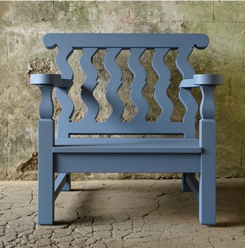 Solomonic Lounger Chair painted Morning Blue