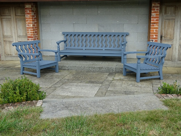 Solomonic 3 Seater Sofa painted Woad blue Solomonic 3 Seater Sofa painted Woad Blue