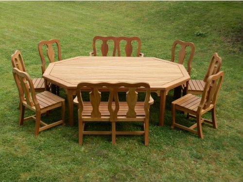 Octagonal Table - Elongated Style, and Queen Anne 2 Seaters and Chairs