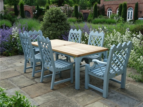 Hadham High Rectangular Table & Indian Lattice Chairs Hadham High Rectangular Table & Indian Lattice Chairs