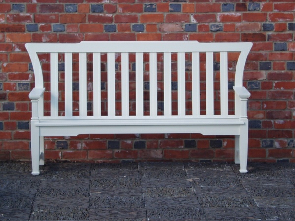 Leighton Three Seater Seat painted Trellis White Three Seater Garden Seat - Leighton Style painted Trellis White