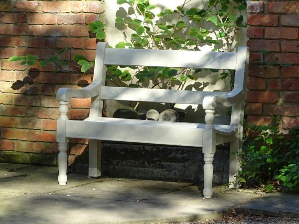 Garden Wooden Seat - Estate 2 Seater, painted Old Stone White