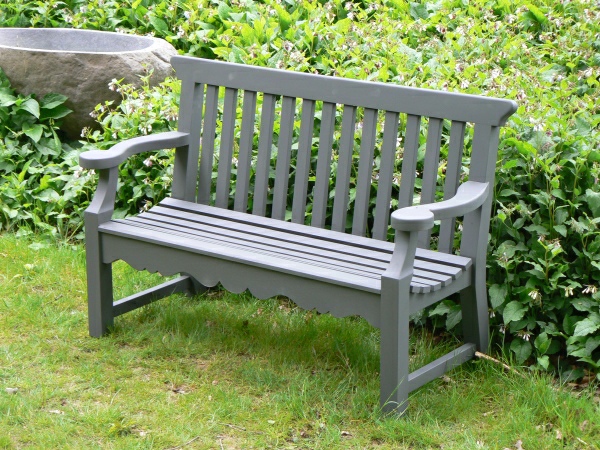 Two Seater Garden Seat - Peacock Style, painted Grey